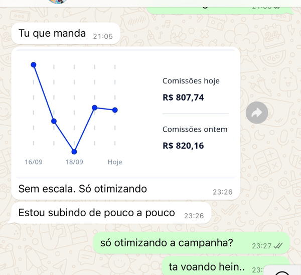 Prova de resultado — R$ 807,74 em comissões